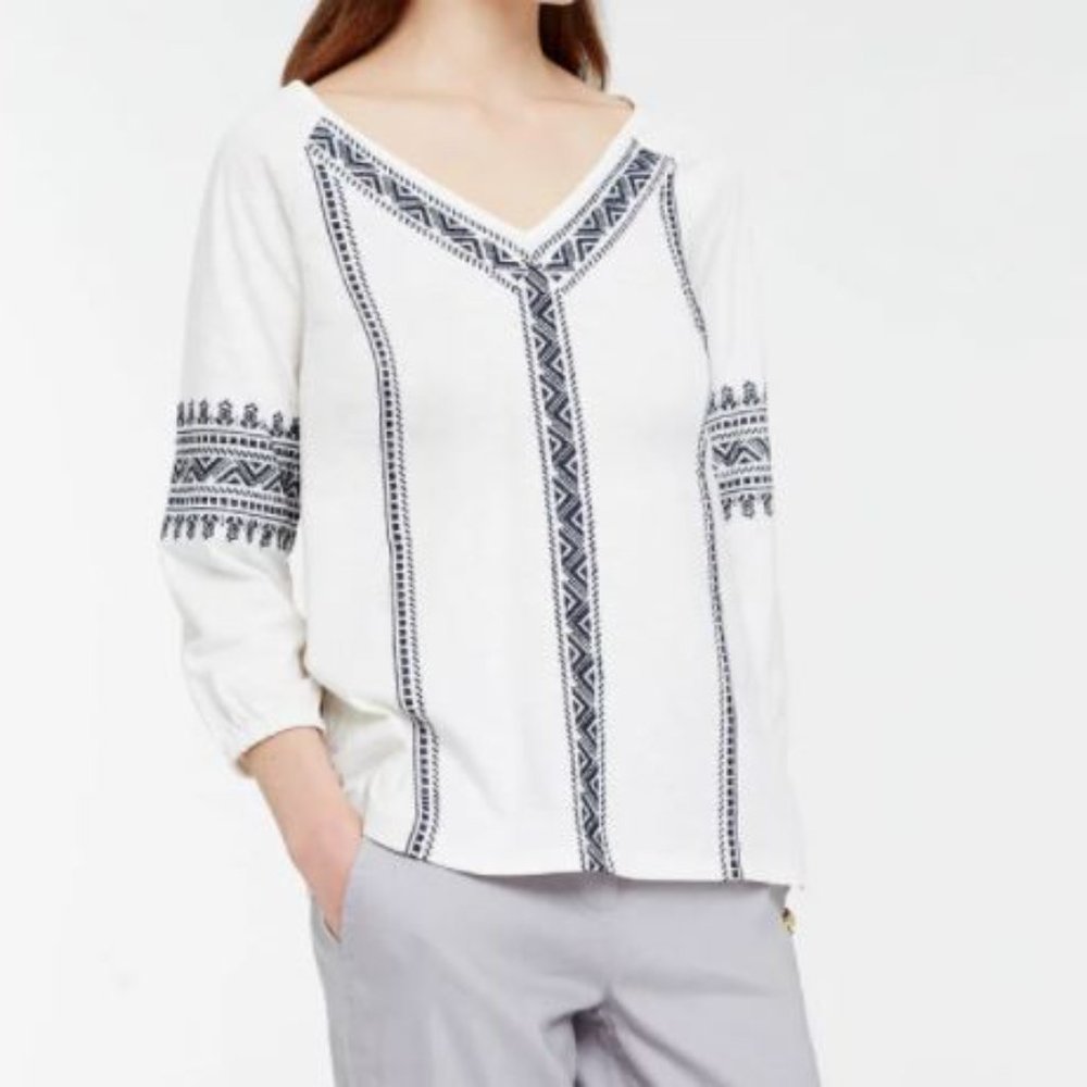 Ann Taylor Embroidered Boho Blouse Size Small